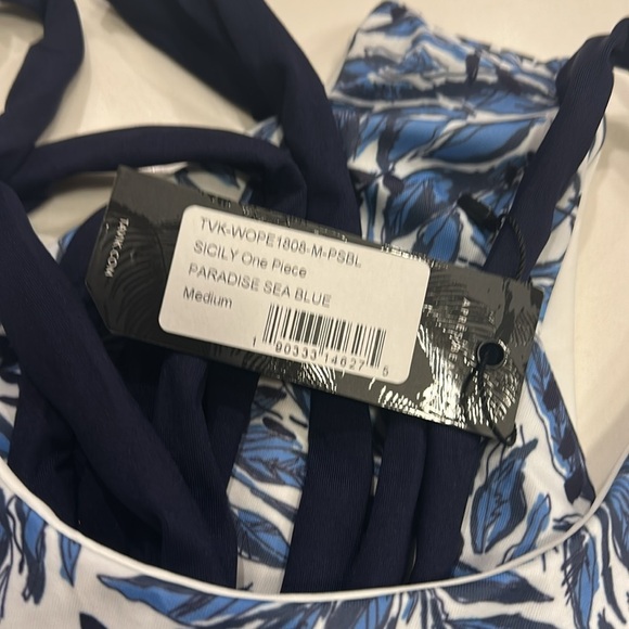 Anthropologie x Tavik Paradise Sea Blue Sicily One Piece Swimsuit, size medium - Picture 6 of 7